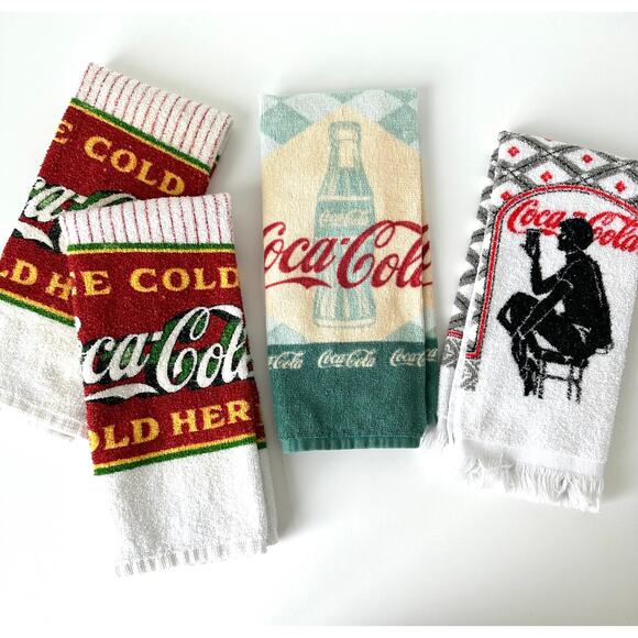 4 x Vintage Coca Cola Towel Bundle Collectible - Picture 1 of 14